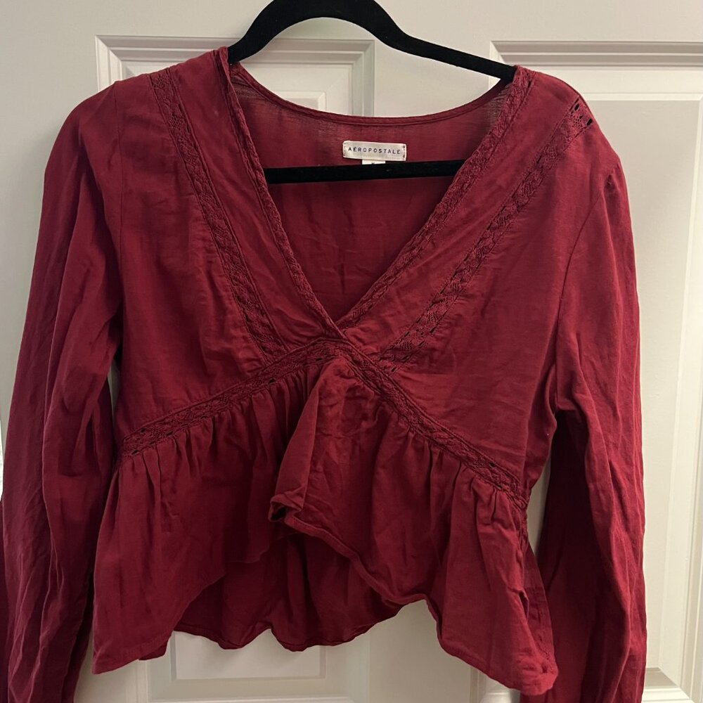 Aeropostale Red Cropped Blouse